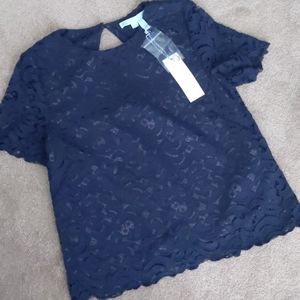 Draper James NWT Navy Lace blouse